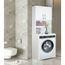 Bicabin Makina Üstü Dolap, Banyo Dolabı, Çamaşır/Havlu Dolabı Beyaz