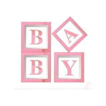 Baby Yazılı Şeffaf Balon Kutusu, 30cm X 4 Adetli Set - Pembe