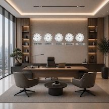 Modern Krom 5 Li 36 Cm Metal Tabelalı Dünya Saatleri Çok Renkli