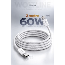 Type-c To Type-c 2 Metre Kablo 60w Süper Hızlı Şarj İphone Samsung Xiaomi Oppo Uyumlu