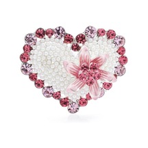 Pembe Blucome Çiçek Kalp Broş Kadınlar İçin Unisex 2 Renkli Taklidi Parlayan Aşk Parti Ofis Broş Pins Hediyeler Pembe