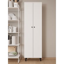 Ligno Mobilya Modern Çok Amaçlı Kiler Erzak Dolabı - 7 Raflı Devasa Mutfak & Banyo Düzenleyici, Robot Süpürge Uyumlu 172x50x30 Cm Beyaz