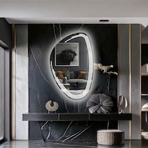 Fractura Asimetrik Led'li Kumlamalı Lavabo & Banyo Aynası Dokunmatik Sensörlü 90 X 60 Beyaz