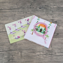 Çocuk Seccadesi Pembe 45x82 Cm Aksa Pembe & Kokulu Tesbih Bebek Pembesi & Ayşe Namaz Kılıyor Puzzle Çok Renkli