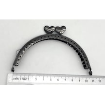 Angel Çanta Aksesuar 10.5 Cm Oval Cüzdan Klipsi Cüzdan Bursu Füme Renk Kalpli Model Diğer