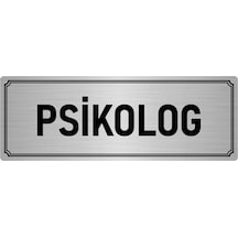 Metal Yönlendirme Levhası, Departman Kapı İsimliği Psikolog 7x20 cm Gümüş Renk