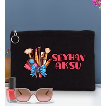 Bk Gift Kişiye Özel İsimli-3 Astarlı Siyah Portföy Çanta 30x21cm, Baskılı El Çantası, Organizer Çanta