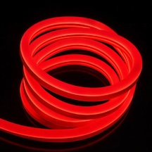 Neon Şerit Led 220 Volt Esnek Silikonlu Aydınlatma + Fiş Dahil 4mt-kırmızı Kırmızı