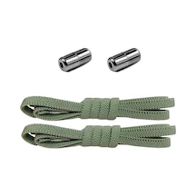 Ayarlanabilir 1 Çift Haki Yeşil Vidalı Kapsül Uçlu 6 Mm Lastik Pratik Bağcık Haki