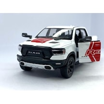 2019 Dodge Ram 1500 W - Çek Bırak 5inch. Lisanslı Model Araba, Oyuncak Araba 1:46 Beyaz