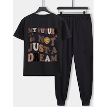 Uyguntarz Unisex Is Not Just 2'li Eşofman Takımı Siyah