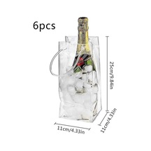 6'lı Paket Şampanya Bira Kırmızı Şarap Şişesi Yalıtımlı Su Geçirmez Taşınabilir Şeffaf Pvc Soğutucu Çantalar Taşıma Saplı Açık Hava Partileri İçin -ge Çok Renkli