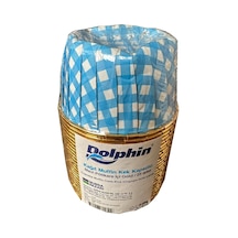 Dolphin Muffin Kağıt Karton Altın Mavi Desenli Cupcake Kek Kalıbı Kapsülü Kabı - 25 Adetlik 1 Paket