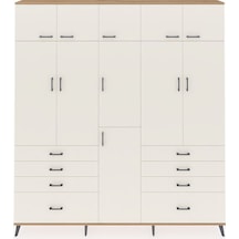 Arges Dolap 8 Raflı 8 Çekmeceli 3 Askılı 220x30x243 Çam-aytaşı/aytaşı Aytası/aytası