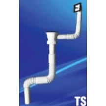 Özbest Körüklü Taşmalı Evye Lavabo Sifonu Alttan - Üstten Beyaz