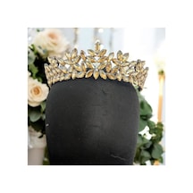 Kristal Taşlı Zarif Gelin,kına,nişan,söz,after,bride,party Taç Sarı - 707821550 Sarı