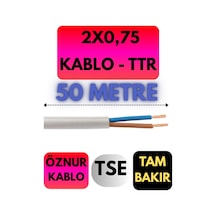 Öznur 2x0,75 Ttr Kablo Metre Seçenekli Beyaz - 50 Metre