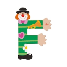 Palyaçolu Ahşap F Harfi - Renkli Ve Eğlenceli Tasarım 10 Cm