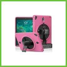 Bezos Apple iPad Uyumlu 5 Air 9.7 Kılıf Strap-c Otterbox Tablet Kapak - Pembe Dmc
