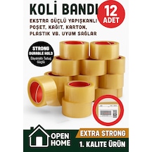 12 Adet-100 Metre Şeffaf Koli Bandı Extra Strong 40 Micron Kalınlık, Güçlü Yapışkan Diğer