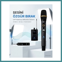 Trendexa Uhf Kablosuz Mikrofon Seti El Yaka Ve Boyun Mikrofonlu 6.5mm Alıcılı 3.5mm Çeviricili Profesyonel Mac