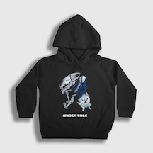 Presmono Unisex Çocuk Gaster Blaster Undertale Kapüşonlu Sweatshirt Siyah