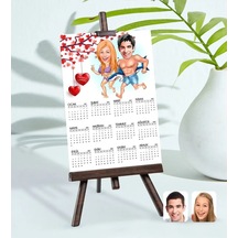 Bk Gift Kişiye Özel 15x21 Cm Fotoğraf Kartlı Sevgililer Karikatürlü Şövaleli 2023 Takvim -8