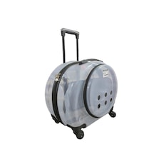 Şeffaf Camlı Premium Çekçekli Tekerlekli Kedi Taşıma Çantası 45x4