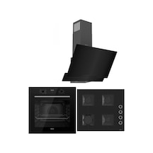 Ferre Black Plus Serisi QBL63CS-SS205-D063 3lü Cam Ankastre Set