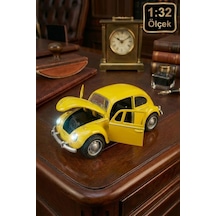 Metal Çek Bırak Beetle Vosvos Araba 1:32 Ölçek Sesli Işıklı Kapıları Açılan Diecast Model - Sarı Çok Renkli