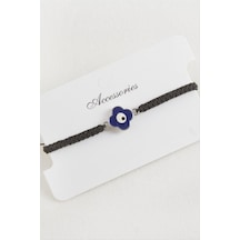Çiçek - 542 - Makrome Örgülü Bileklik - Glblseme - - Siyah