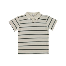 Civil Boys Polo Yaka Çizgili 10-13 Yaş Tişört - Haki