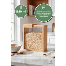 1650 Ml Bambu Kapaklı Erzak Kabı Bakliyat Saklama Kabı Mutfak Organizer Tekli Saklama Kutusu Kahverengi