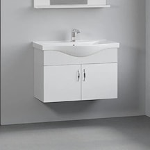 Denko Akyazı 80 Cm Mdf Beyaz Banyo Dolabı,Alt Modül Ve Lavabo Çok Renkli