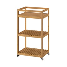 Bambu Servis Arabası 42x33x76 Cm Meridyendukkan Banyo Düzenleyici-raf Ünitesi Tekerlekli