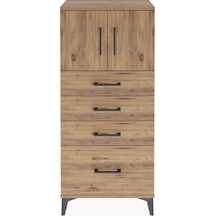 Arges Dolap Tek Raflı 4 Çekmeceli 2 Kapaklı 60x30x134 Çam-çam Atlas Çam