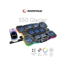 S50 Rgb Işıklı 11 Fanlı Lcd Göstergeli 1 Type C 1 Usb Girişli Notebook Soğutucu