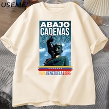 Flood Of Style Venezuela Abajo Cadenas T-shirt Erkek Kadın Baskılı Tişörtleri Unisex Yuvarlak Boyun Pamuk T Haki