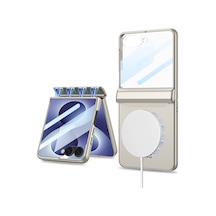 Galaxy Uyumlu Z Flip 8 Kılıf M-safe Şarj Özellikli Pazarplus Kıpta Kpt-04 Sert Pc Kılıf Titanyum