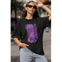 Sevbano Tasarım Hinata Hyuga Baskılı Unisex Oversize Naruto Anime Dizi Ka Siyah