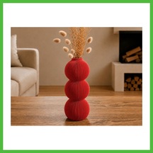 Vaveni 3d Baskı Modern 3 Küre Dekoratif Vazo - Minimal Çiçek Vazosu, Masaüstü Ev Ve Ofis Dekoru-kırmızı Arz