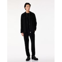 Koton Straight Fit Cepli Düğmeli Dokulu Kumaş Pantolon Siyah 6sam40015hk