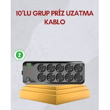 10 Prizli Uzatma Kablosu Termal Koruma Usb Type-c Hızlı Şarj 2500w 0