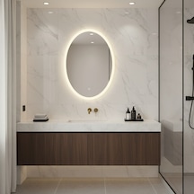 50x70 Cm Oval Led Ayna Dokunmatik Ve Dim Edilebilir - 3000k Günışığı Sarı