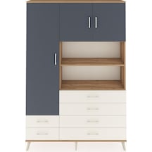 Arges Dolap 8 Raflı 6 Çekmeceli 3 Kapaklı 132x30x195 Çam-antr... Çam