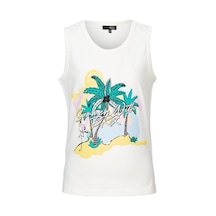 Brz Kids Baskılı Yırtmaçlı Kız Çocuk Sıfır Kol T-shirt-ekru Ekru