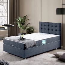 Venedik Tek Kişilik Baza Başlık Comfort Ortopedik Yatak Seti - Lacivert 90 x 190