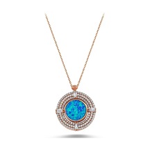 Beyaz Zirkon Taşlı Opal Kolye (498590705)