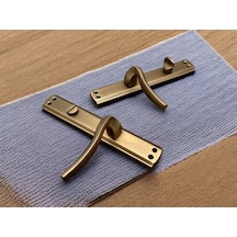 Trim Mat Antik Sarı Aynalı Wc Banyo Kapı Kolu Wcye Giriş Yaparken Sol Elle Açılır 1 Takım