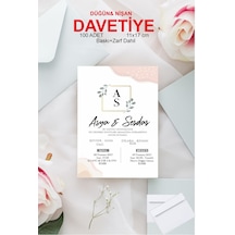 Nikah Nişan Düğün Davetiyesi Baskılı Zarflı 100 Adet Davetiye